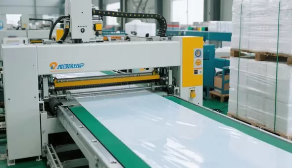 Raw Material Web, Film Automatic Cutting, Folding, and Palletizing